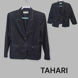 Tahari  Black Business  Career Casual  Blazer Jacket Womens Plus 16